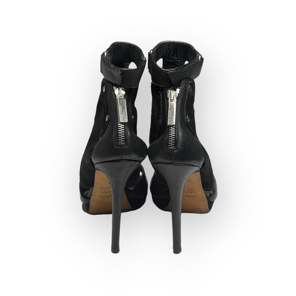 Herve Leger 𖤐 Platform Suede Leather Stiletto Heel Ankle Booties 𖤐 Black 37 7 - Picture 5 of 17